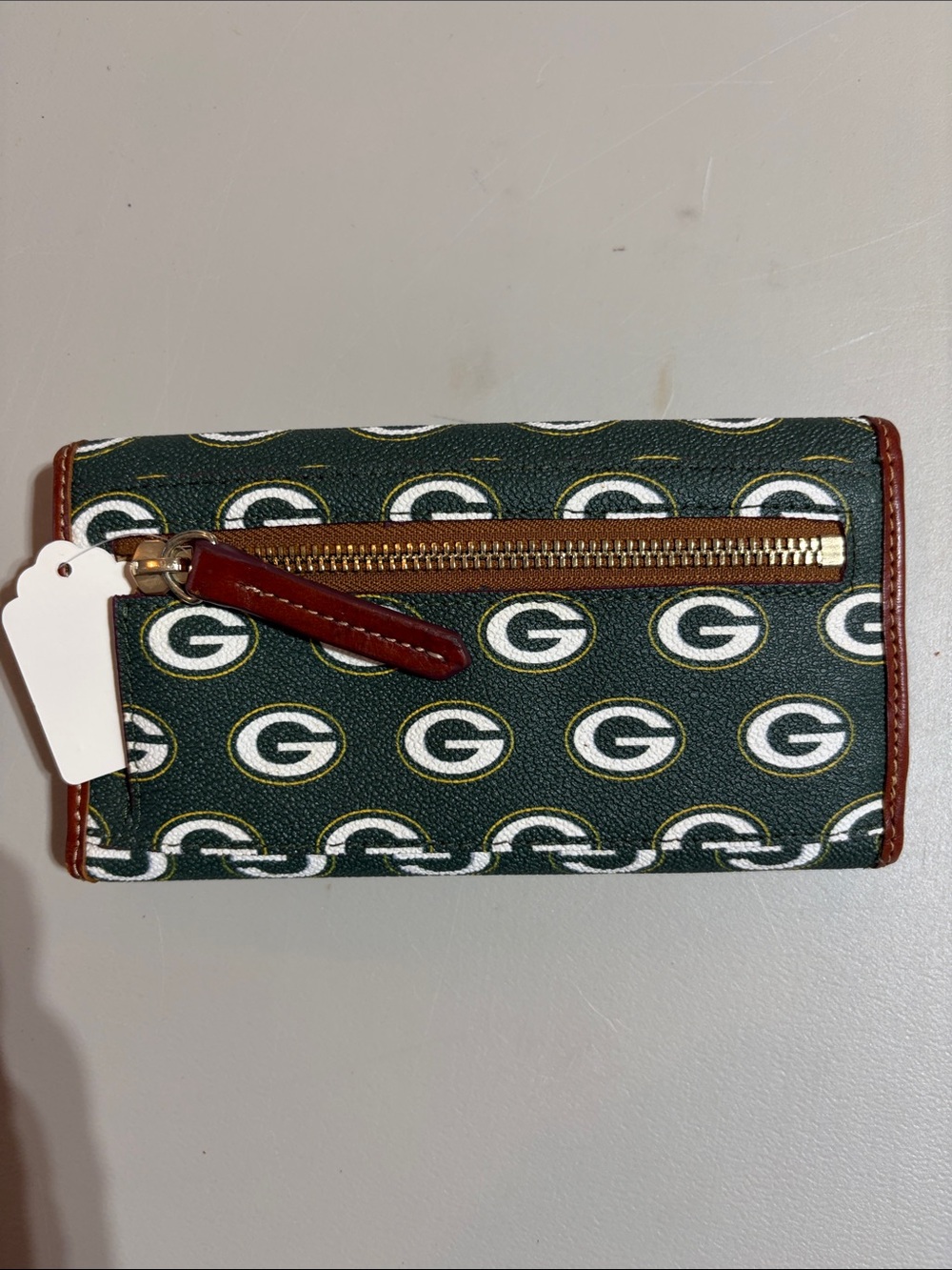 Dooney & Bourke Green and Brown Logo Continental Wallet - Picture 3 of 9